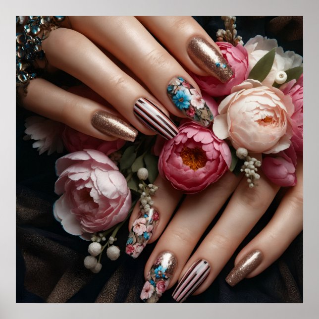 Glamour fashion luxury summer nails art photo poster (Front)