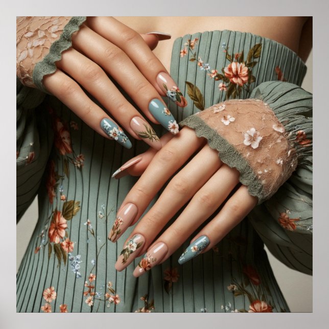 Glamour fashion luxury summer nails art photo poster (Front)