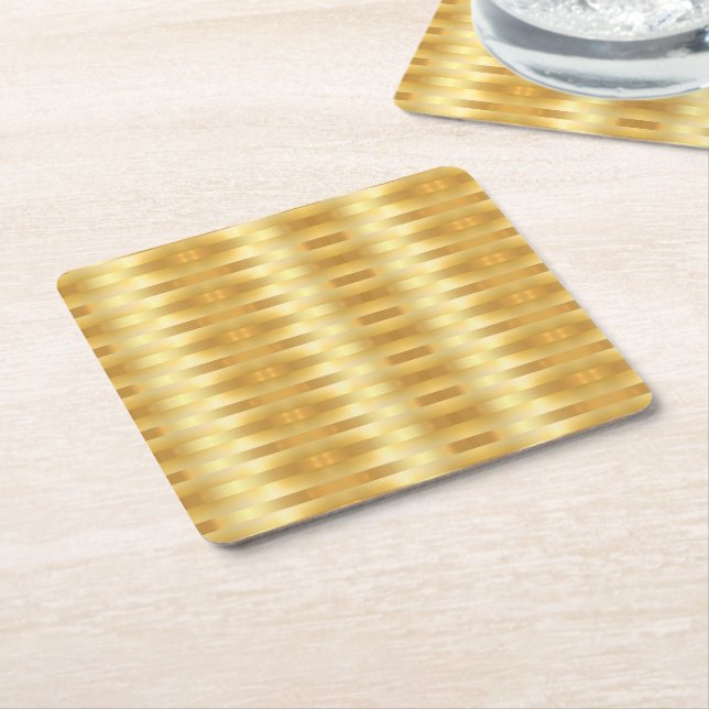 Glamour Faux Gold Elegant Modern Blank Template Square Paper Coaster (Angled)