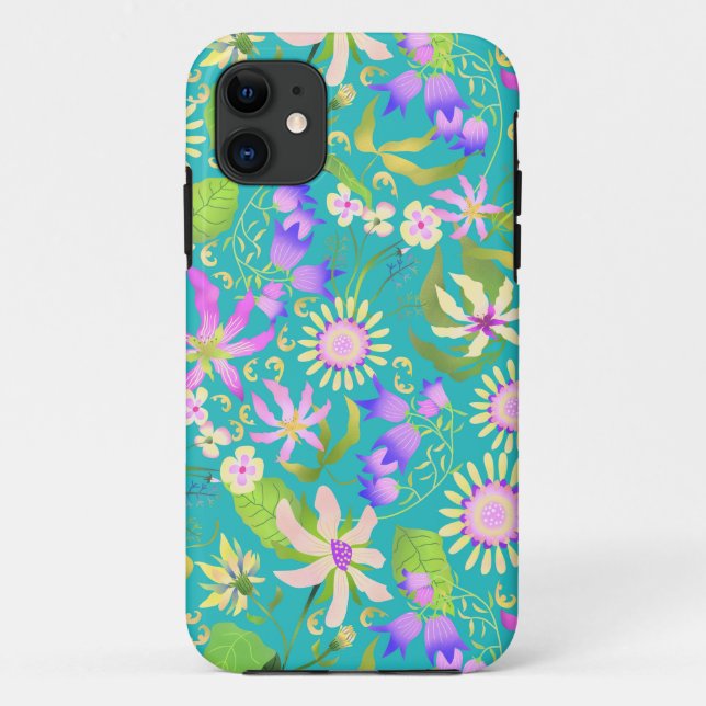 Glamour Floral Teal Case-Mate iPhone Case (Back)