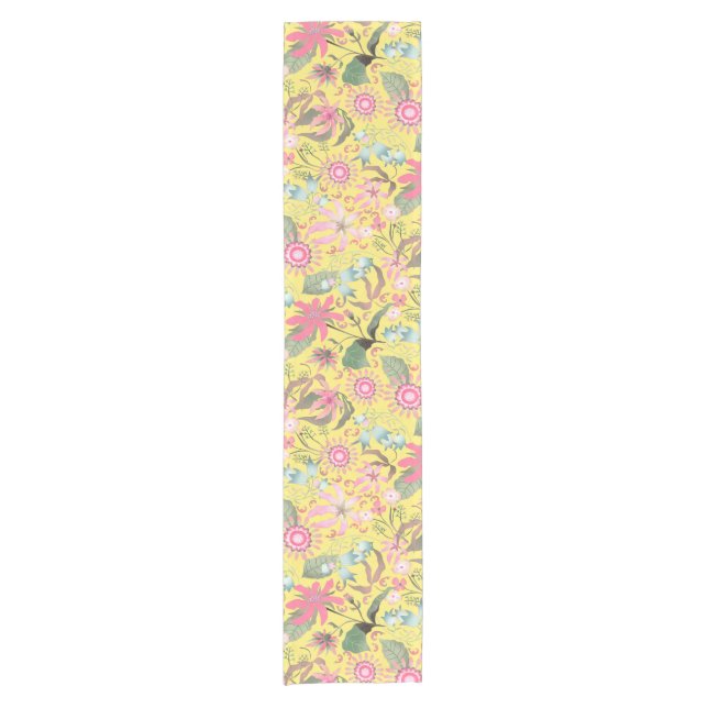 Glamour Floral Yellow Short Table Runner (Front)