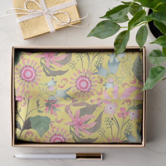 Glamour Floral Yellow Tissue Paper (Gift)
