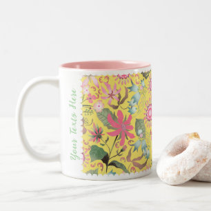 Glamour Floral Yellow Two-Tone Coffee Mug