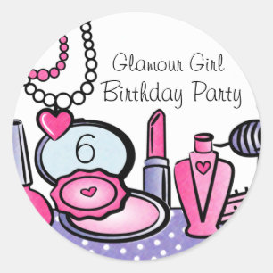 Glamour Girl Birthday (pd) Classic Round Sticker