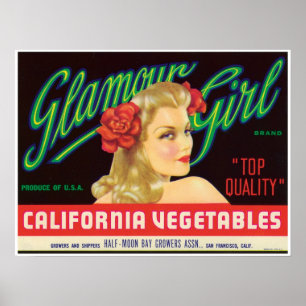 Glamour Girl Half Moon Bay San Francisco Vintage Poster
