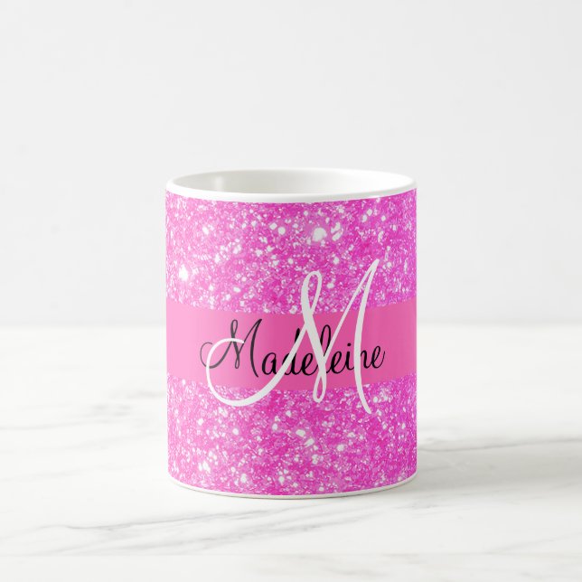  Glamour Girl Hot Pink Glitter Coffee Mug (Center)