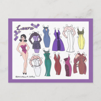 Glamour Girl Laura Paper Doll Postcard