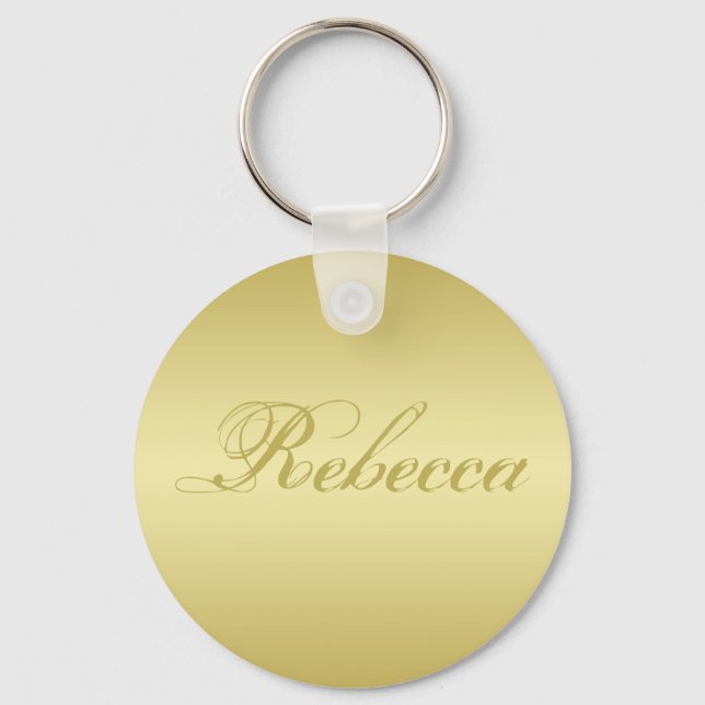 Glamour gold background Personalised Template Name Key Ring (Front)