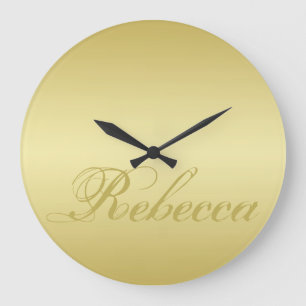 Glamour gold background Personalised Template Name Large Clock
