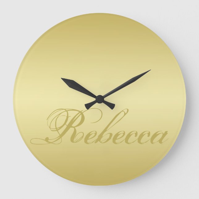 Glamour gold background Personalised Template Name Large Clock (Front)