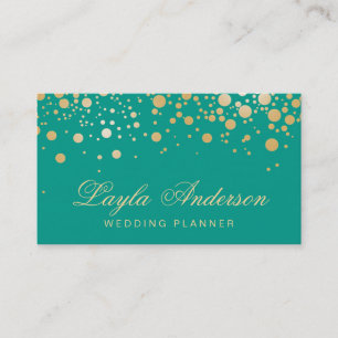 Glamour Gold Dots Decor - Retro Emerald Green Business Card