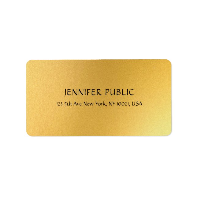 Glamour Gold Elegant Golden Modern Design Address Label (Front)