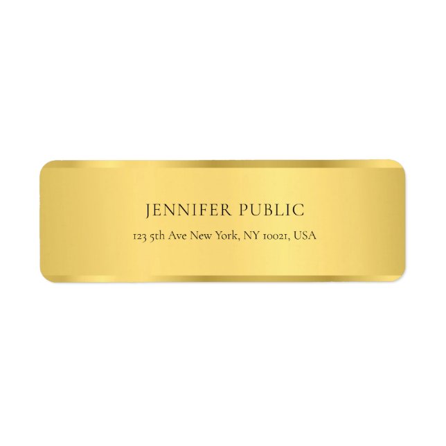 Glamour Gold Elegant Golden Modern Return Address Label (Front)