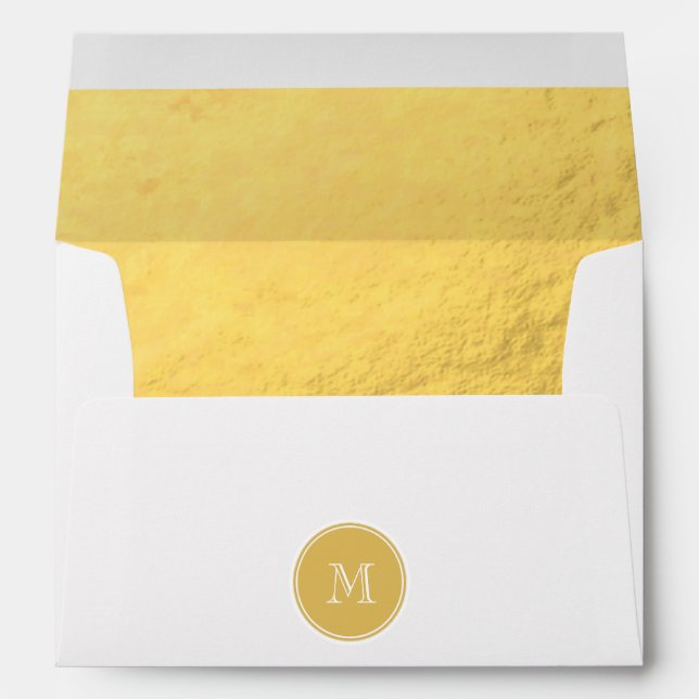 Glamour Gold Foil Background Monogram Envelopes (Back (Bottom))