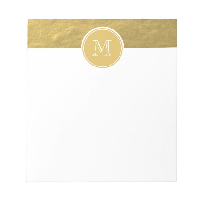 Glamour Gold Foil Background Monogram Notepad (Front)