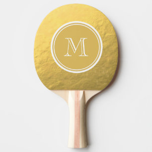 Glamour Gold Foil Background Monogram Ping Pong Paddle