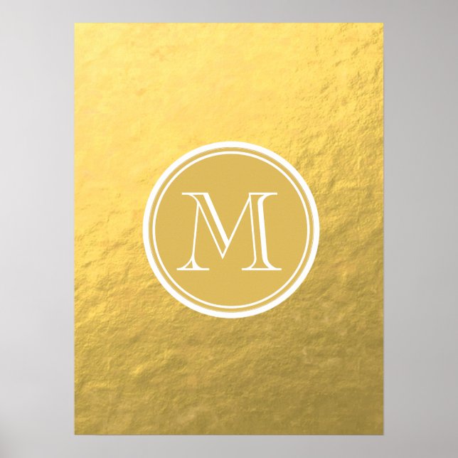 Glamour Gold Foil Background Monogram Poster (Front)