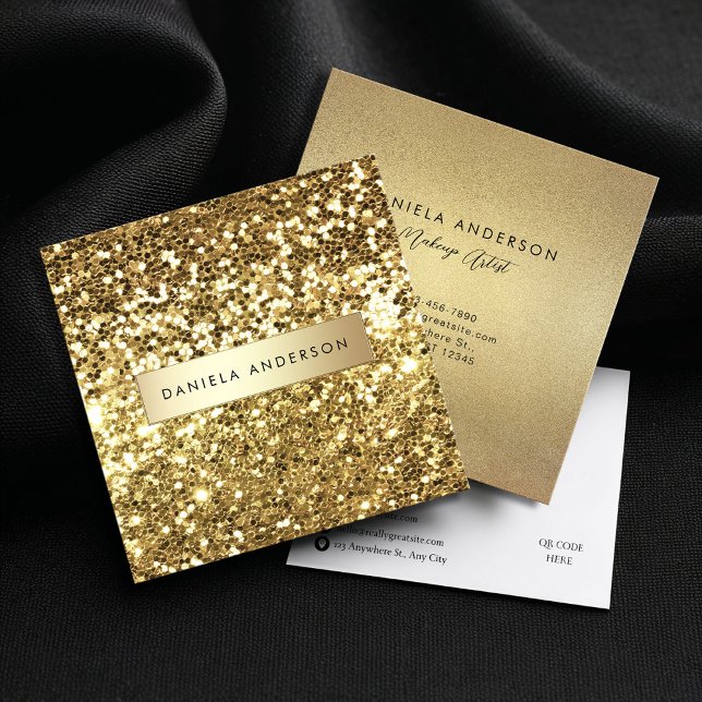 Glamour Gold Glitter and Luxury  Square Business Card (Creator Uploaded)