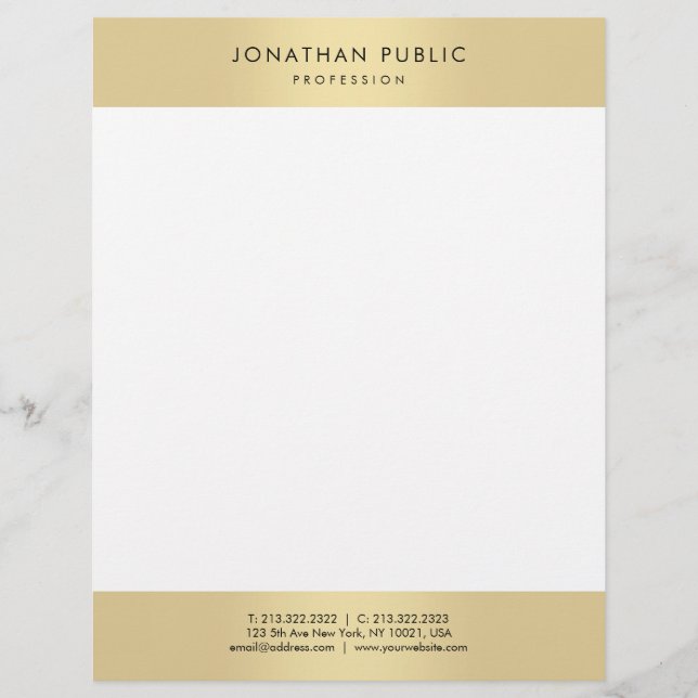 Glamour Gold Look Elegant Template Modern Custom Letterhead (Front)