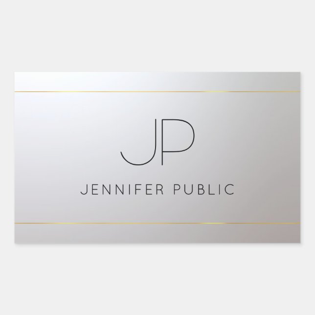 Glamour Gold Silver Monogram Template Personalised Rectangular Sticker (Front)