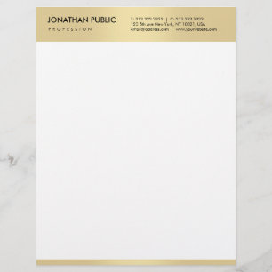 Glamour Gold White Modern Elegant Simple Template Custom Letterhead