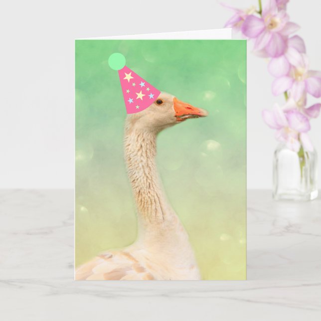 Glamour Goose Birthday Card (Orchid)