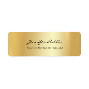 Glamour Hand Script Simple Gold Top Return Address Return Address Label