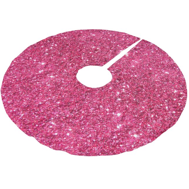 Glamour Hot Pink Glitter Brushed Polyester Tree Skirt (Angled)
