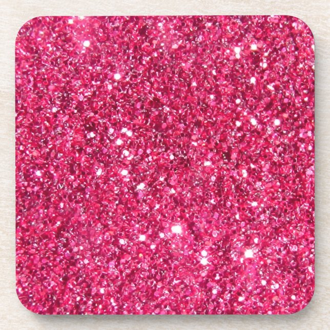 Glamour Hot Pink Glitter Coaster (Front)