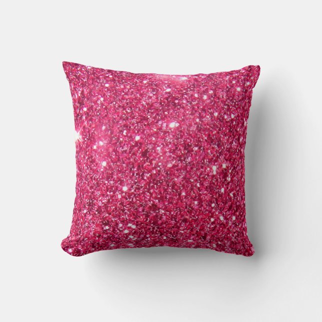 Glamour Hot Pink Glitter Cushion (Front)