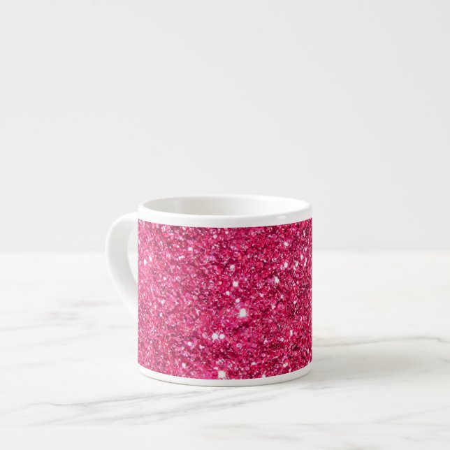 Glamour Hot Pink Glitter Espresso Cup (Front Left)