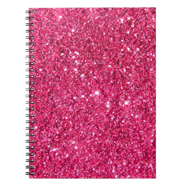 Glamour Hot Pink Glitter Notebook (Front)