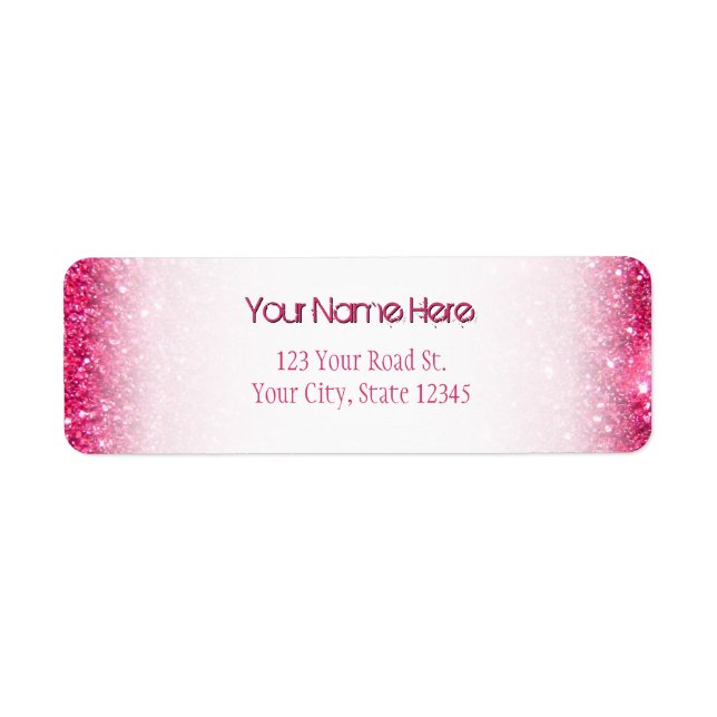 Glamour Hot Pink Glitter Return Address Label (Front)