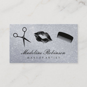 Glamour Kiss Comb Shears Glitter Business Card
