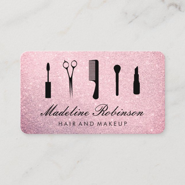 Glamour Kit Tools with Elegant Ruby Glitter Business Card (Front)