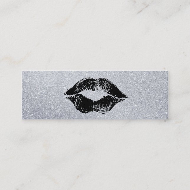 Glamour Lipstick Kiss Glitter Mini Business Card (Front)