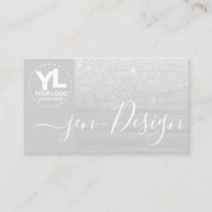 Glamour Luxury Silver Glitter Glam Logo Template Business Card
