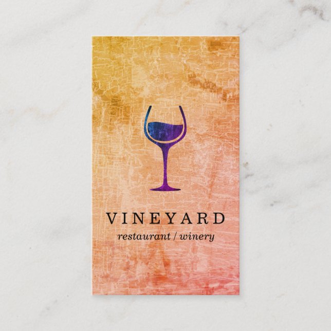 Glamour Marbled Texture with Wine Glass Business Card (Front)