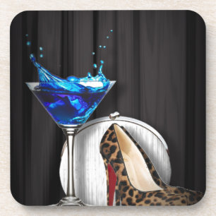 glamour martini cocktail party girl stilletos coaster