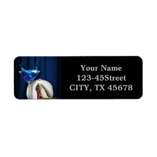 glamour martini cocktail party girl stilletos return address label