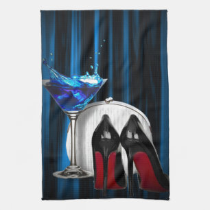 glamour martini cocktail party girl stilletos tea towel