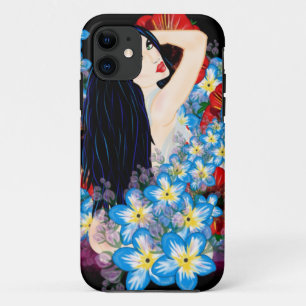 Glamour Model in Poppy flower bed, ART by LeahG iPhone 11 Case