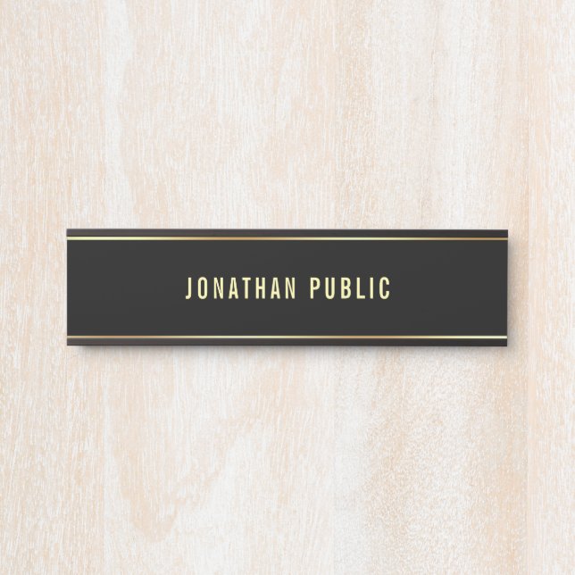 Glamour Modern Black And Gold Simple Template Door Sign (Front)