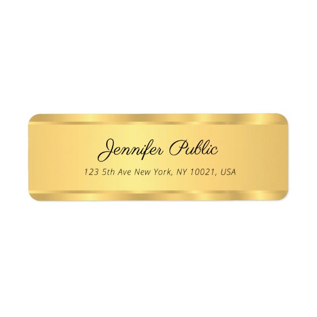 Glamour Modern Template Black Gold Return Address Label (Front)