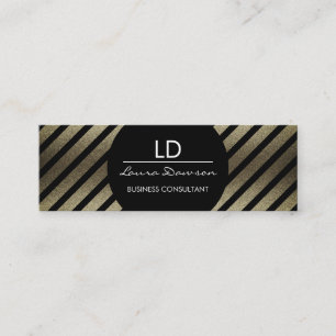 Glamour Monogram Circle and Stripes Mini Business Card