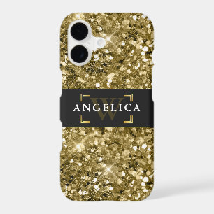Glamour Monogrammed Sparkle Metallic Gold