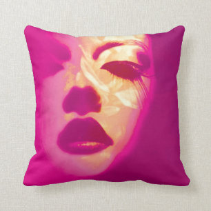 Glamour painted pink fashion face Pillow