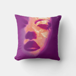 Glamour painted purple fashion face Pillow