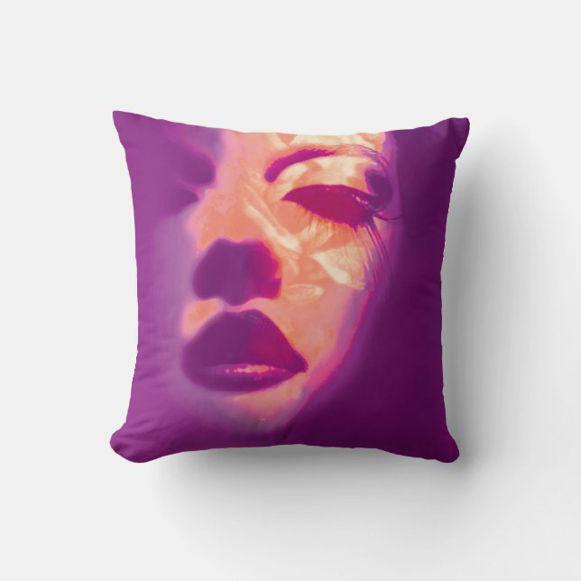 Glamour painted purple fashion face Pillow (Front)