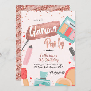 Glamour party rose gold birthday invitation